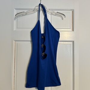 Blue cutout mini dress